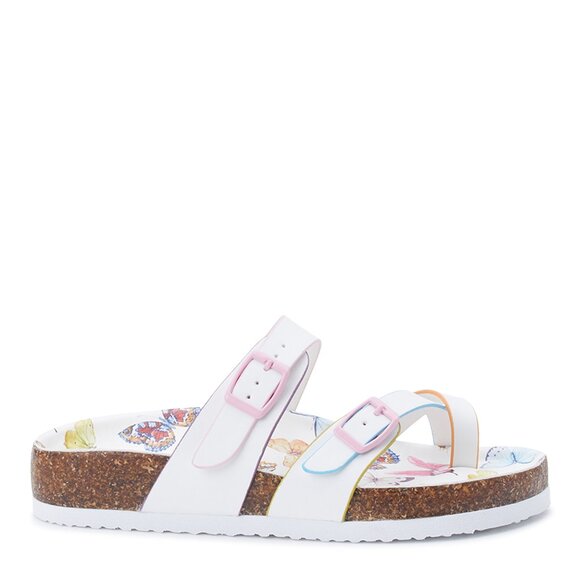 Cute 2 Buckle Toe Cork Sandals Sz 2 Little & Sz 4 Big Girls Crisscross Toe Loop - Picture 4 of 7